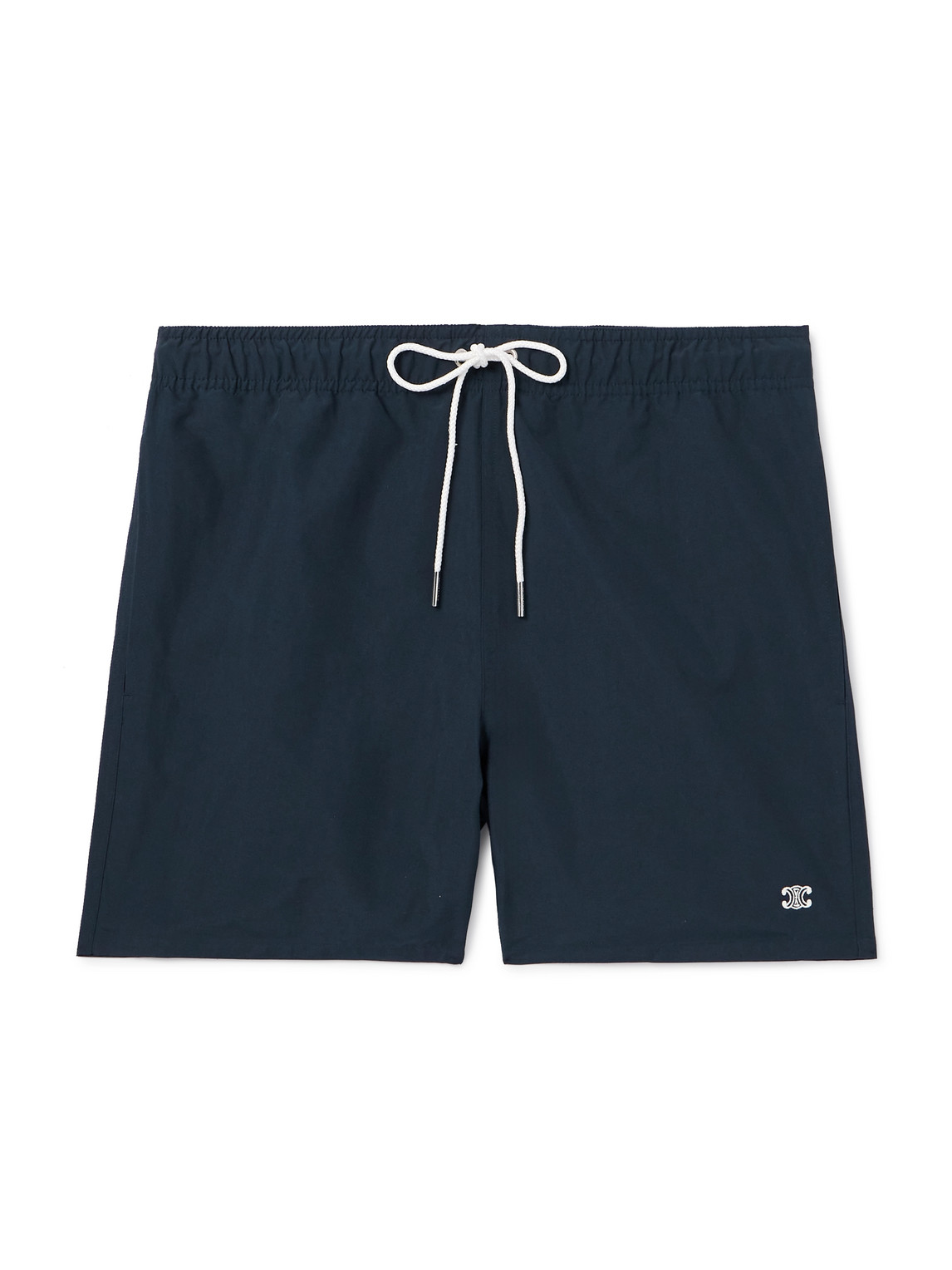 CELINE - Straight-Leg Mid-Length Logo-Embroidered Swim Shorts - Men - Blue - IT 44 von CELINE