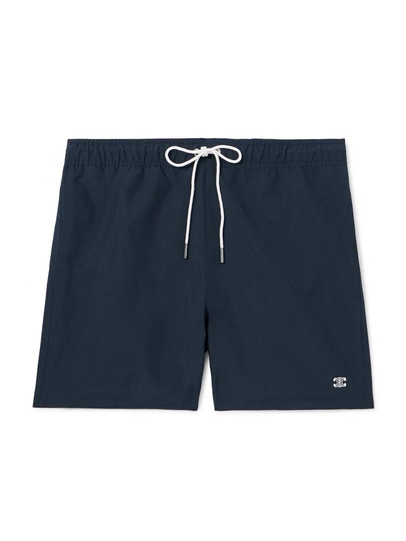 CELINE - Straight-Leg Mid-Length Logo-Embroidered Swim Shorts - Men - Blue - IT 48 von CELINE