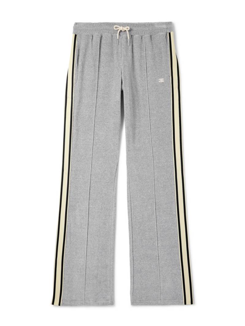 CELINE - Straight-Leg Webbing-Trimmed Logo-Embroidered Cotton-Blend Velour Track Pants - Men - Gray - XS von CELINE