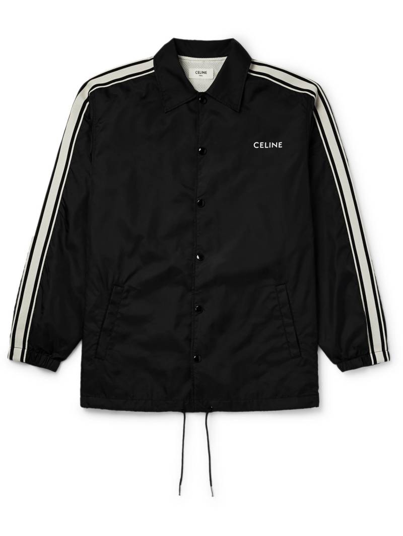 CELINE - Striped Webbing-Trimmed Logo-Print Nylon Jacket - Men - Black - IT 52 von CELINE