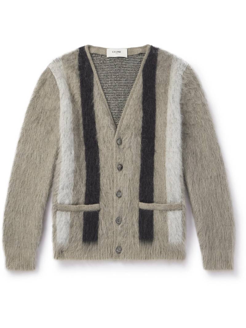 CELINE - Striped Wool-Blend Cardigan - Men - Neutrals - M CELINE - Striped Wool-Blend Cardigan - Men - Neutrals - M von CELINE