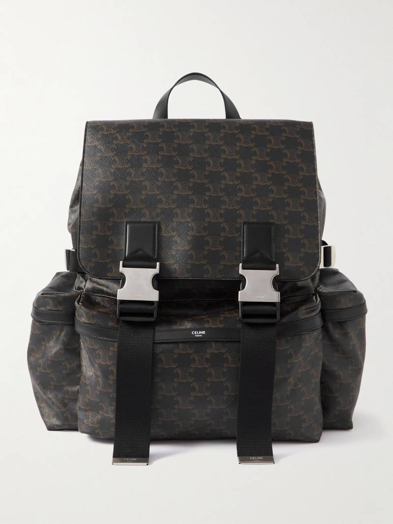 CELINE - Triomphe Leather-Trimmed Logo-Print Coated-Canvas Backpack - Men - Black CELINE - Triomphe Leather-Trimmed Logo-Print Coated-Canvas Backpack - Men - Black von CELINE