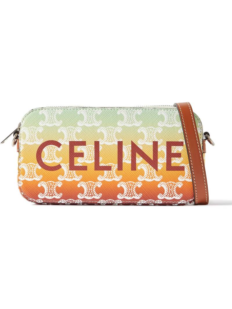 CELINE - Triomphe Leather-Trimmed Logo-Print Coated-Canvas Messenger Bag - Men - Yellow von CELINE