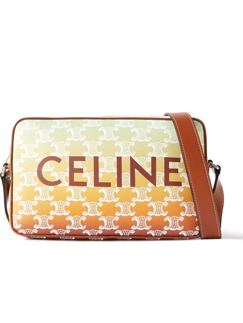 CELINE - Triomphe Leather-Trimmed Logo-Print Coated-Canvas Messenger Bag - Men - Yellow von CELINE