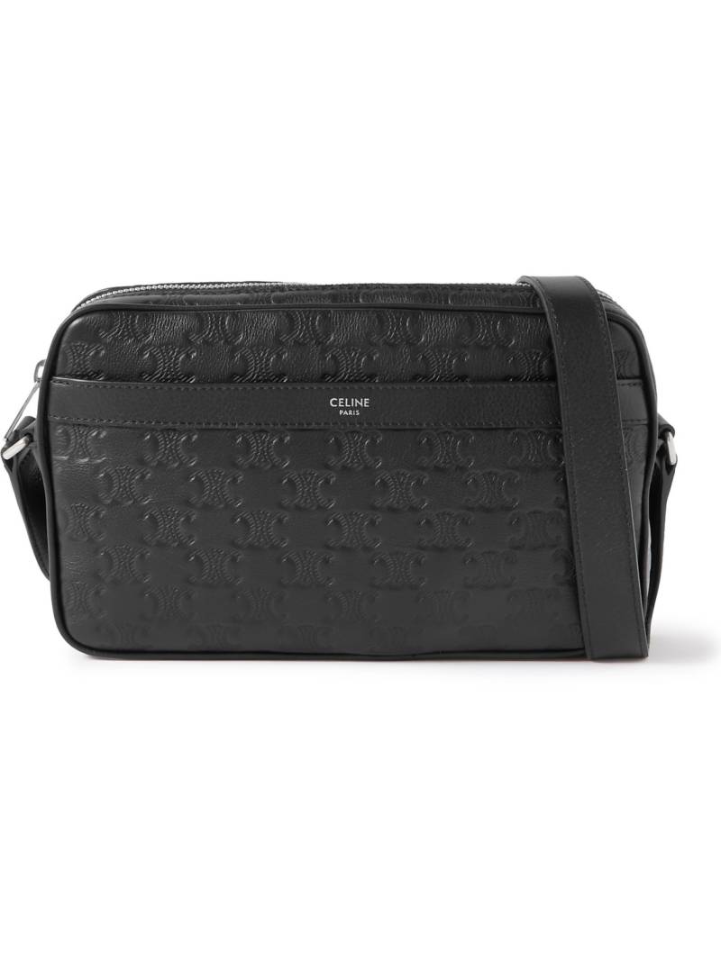 CELINE - Triomphe Logo-Debossed Leather Messenger Bag - Men - Black von CELINE