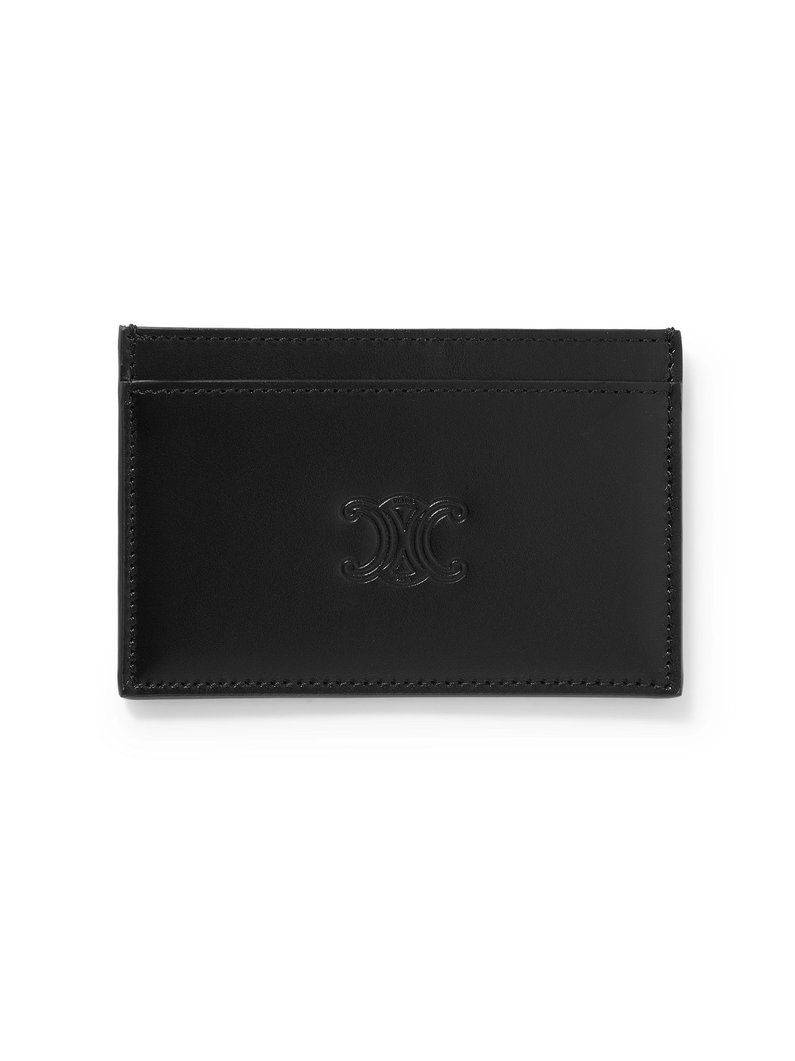 CELINE - Triomphe Logo-Embossed Leather Cardholder - Men - Black von CELINE