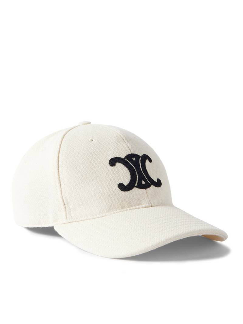 CELINE - Triomphe Logo-Embroidered Wool-Blend Baseball Cap - Men - Neutrals - S von CELINE