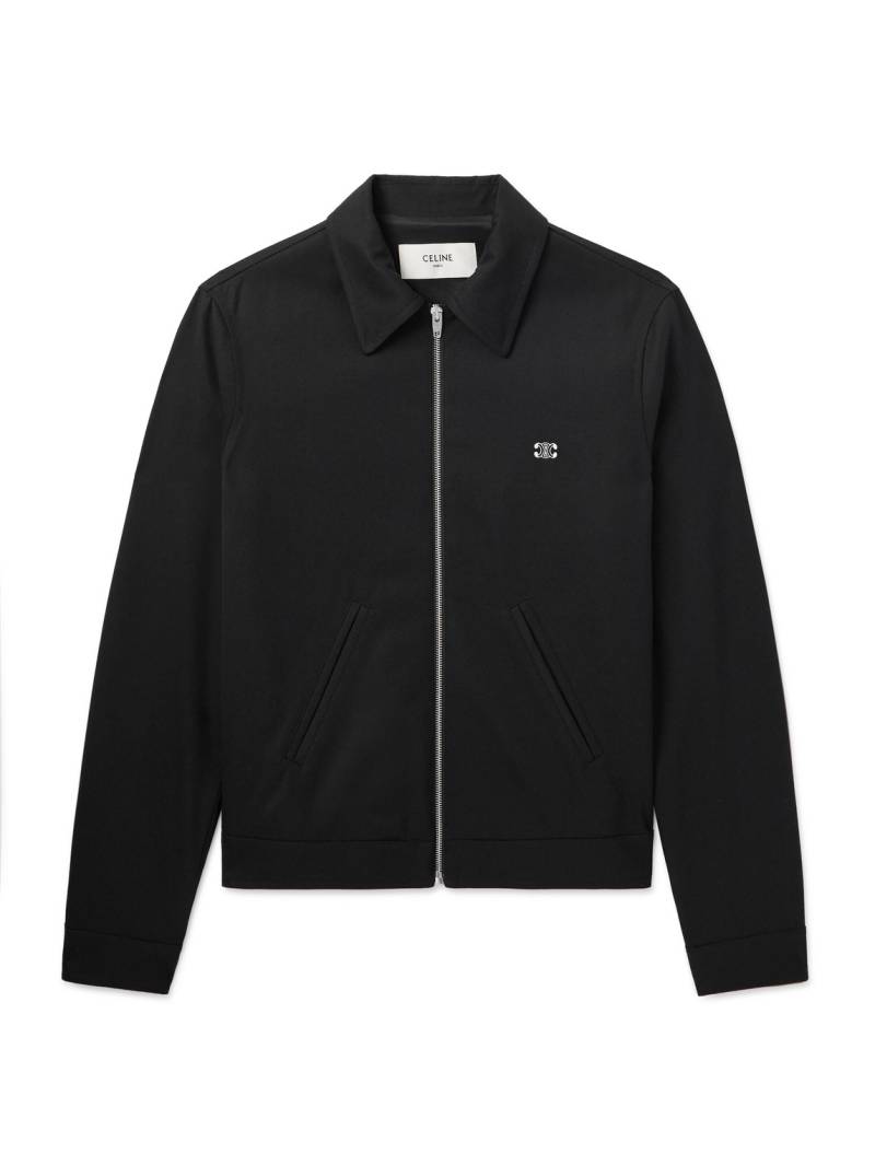 CELINE - Triomphe Logo-Embroidered Wool-Blend Twill Jacket - Men - Black - IT 46 von CELINE