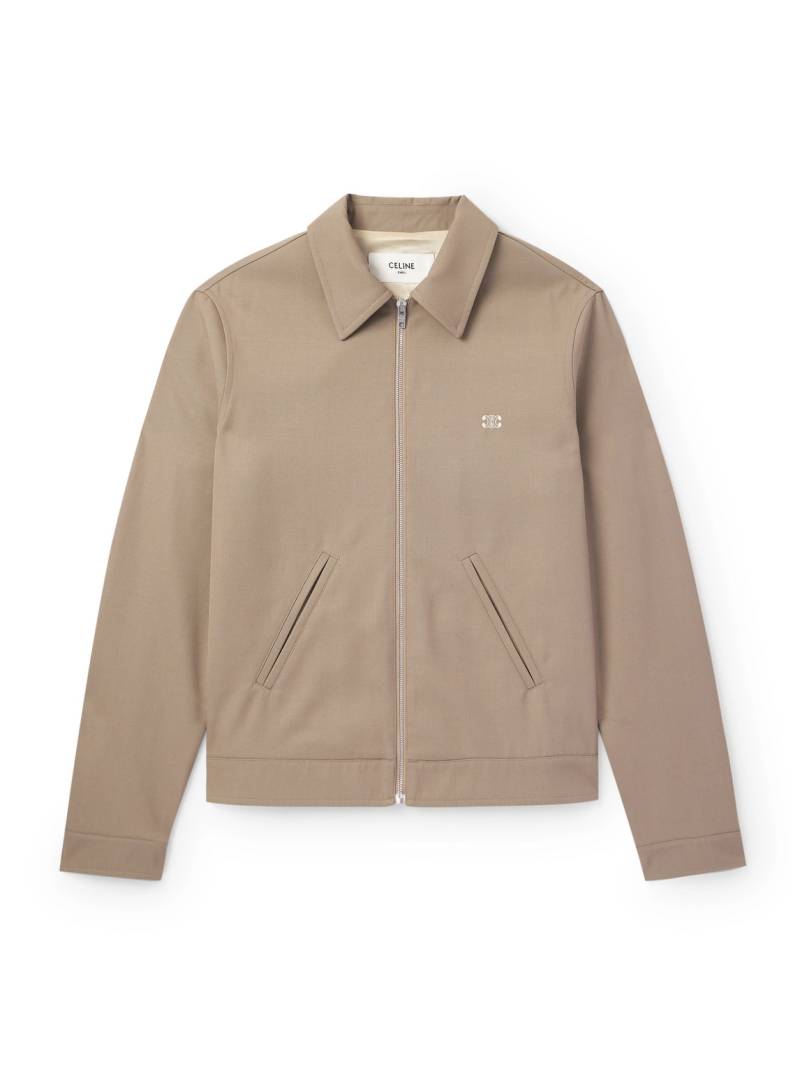 CELINE - Triomphe Logo-Embroidered Wool-Blend Twill Jacket - Men - Brown - IT 44 von CELINE