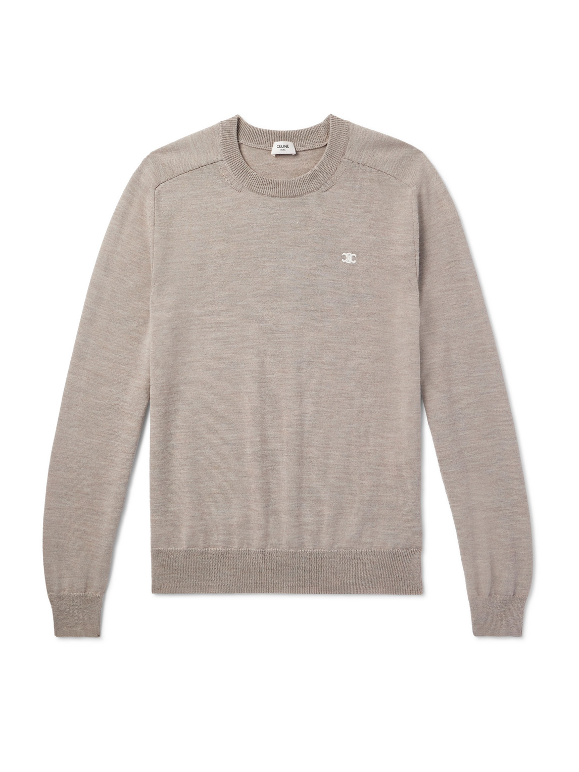 CELINE - Triomphe Logo-Embroidered Wool Sweater - Men - Neutrals - XS CELINE - Triomphe Logo-Embroidered Wool Sweater - Men - Neutrals - XS von CELINE