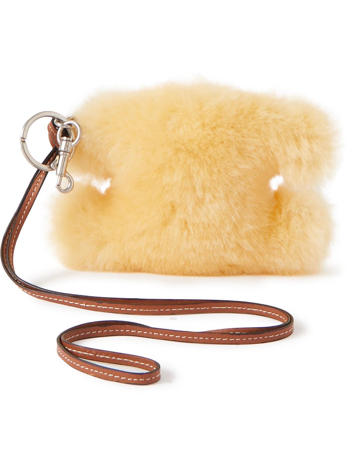 CELINE - Triomphe Shearling and Leather Keyring - Men - Yellow von CELINE