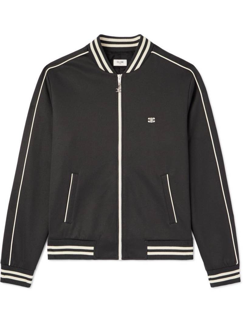 CELINE - Triomphe Teddy Slim-Fit Logo-Embroidered Tech-Jersey Track Jacket - Men - Gray - L von CELINE