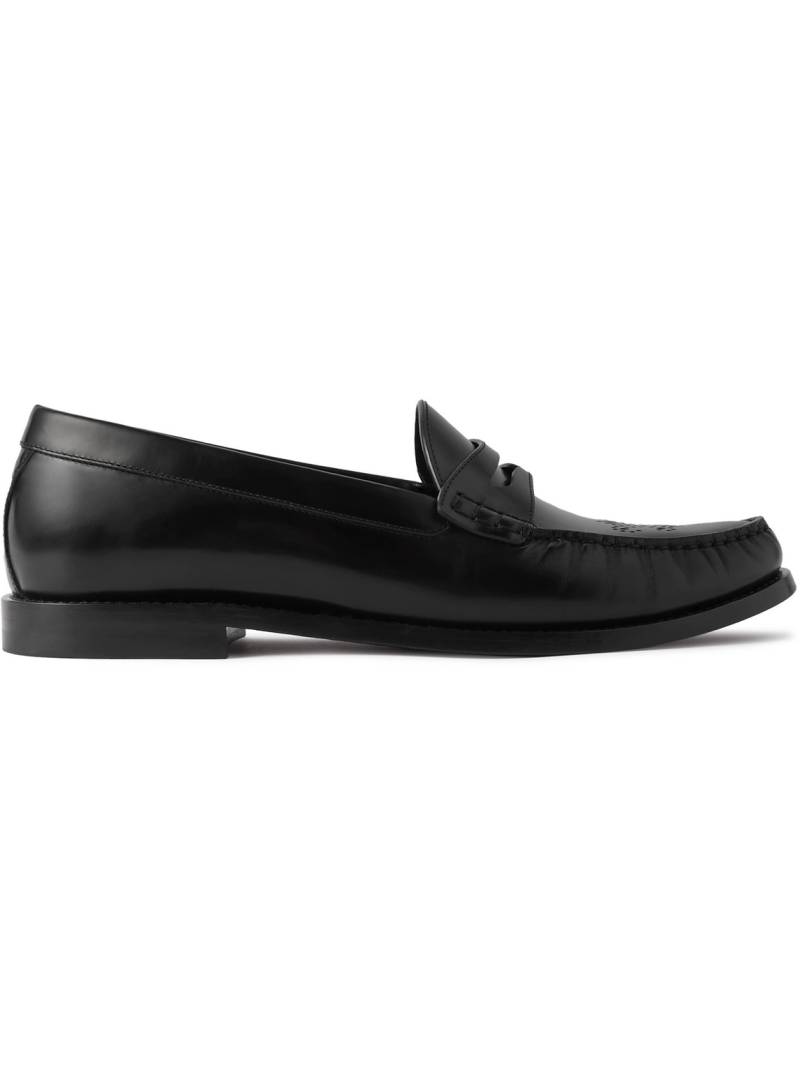 CELINE - Vivienne Perforated Glossed-Leather Penny Loafers - Men - Black - EU 44.5 von CELINE