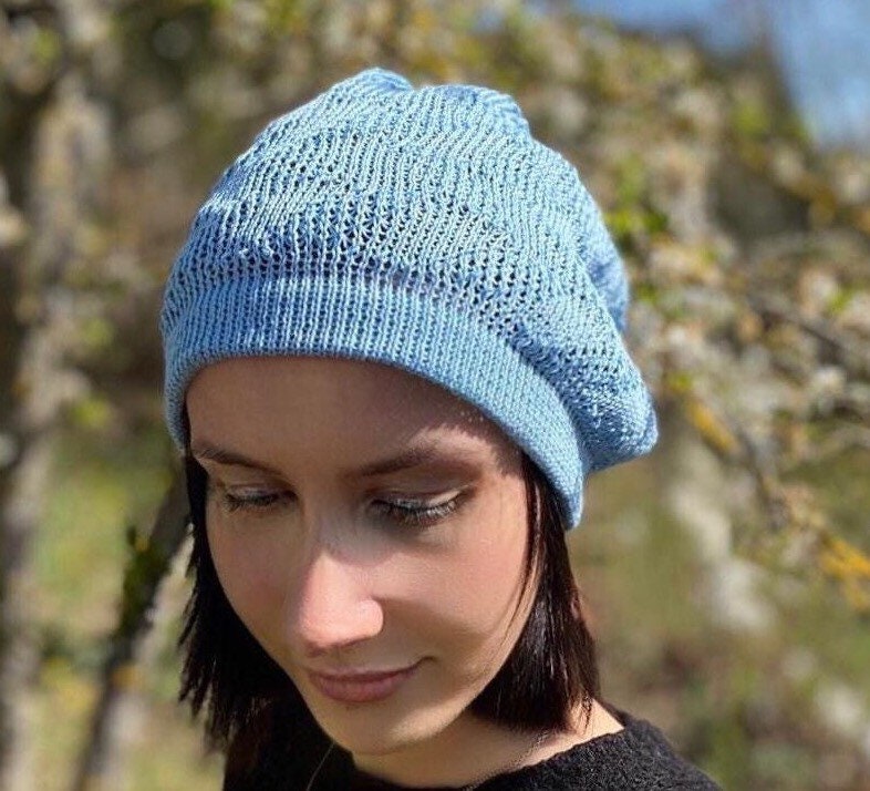 Blauer Leinen Hut Frauen Sommerhut Blauer Hut, Leinen Slouchy Hut Sonnenhut, Frauenhut von CELINICRAFTS