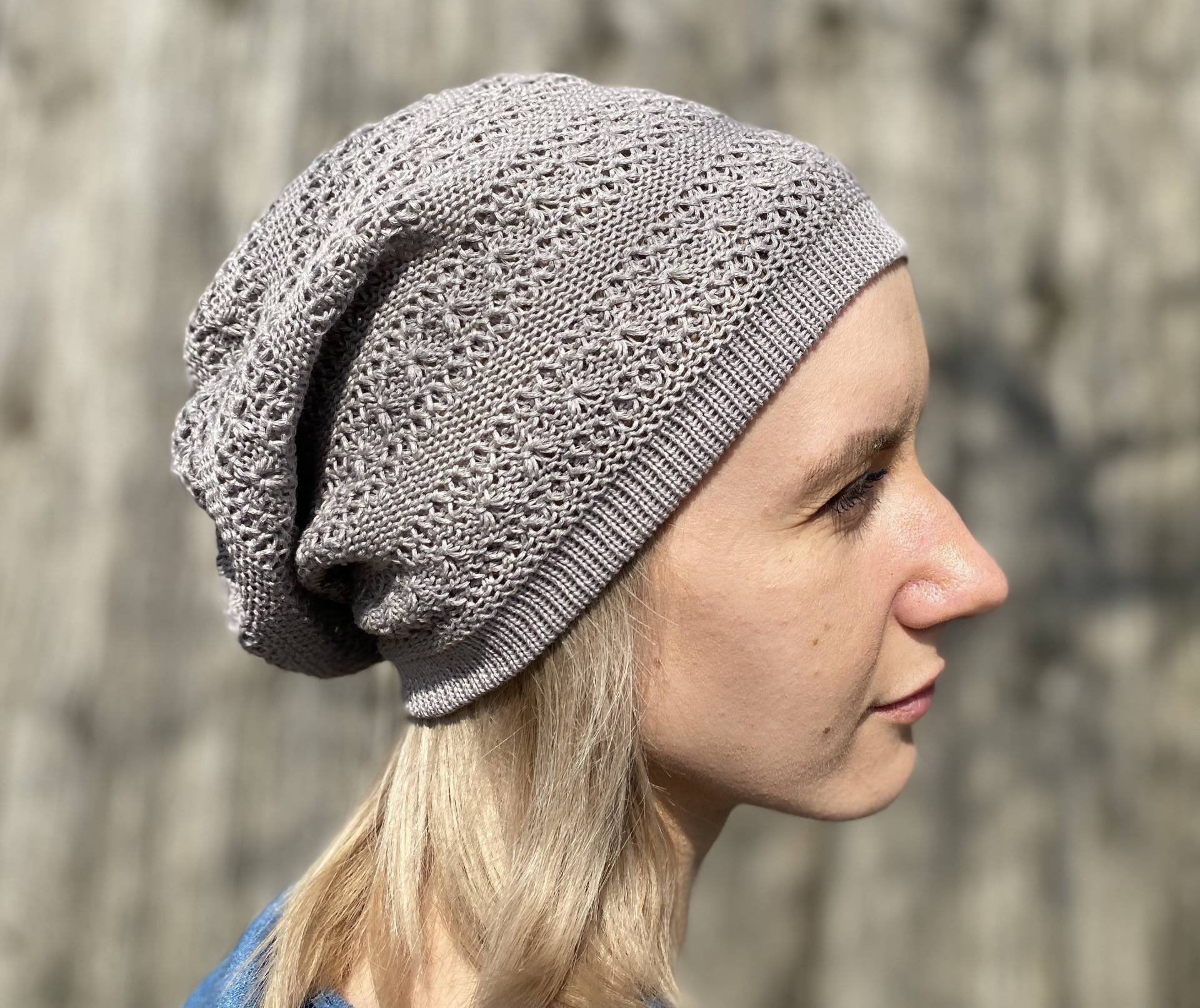 Frauen Hut Stricken Sommerhut, Strickmütze, Braun Graue Beanie, Leinen Slouchy Hut, Sonnenhut von CELINICRAFTS