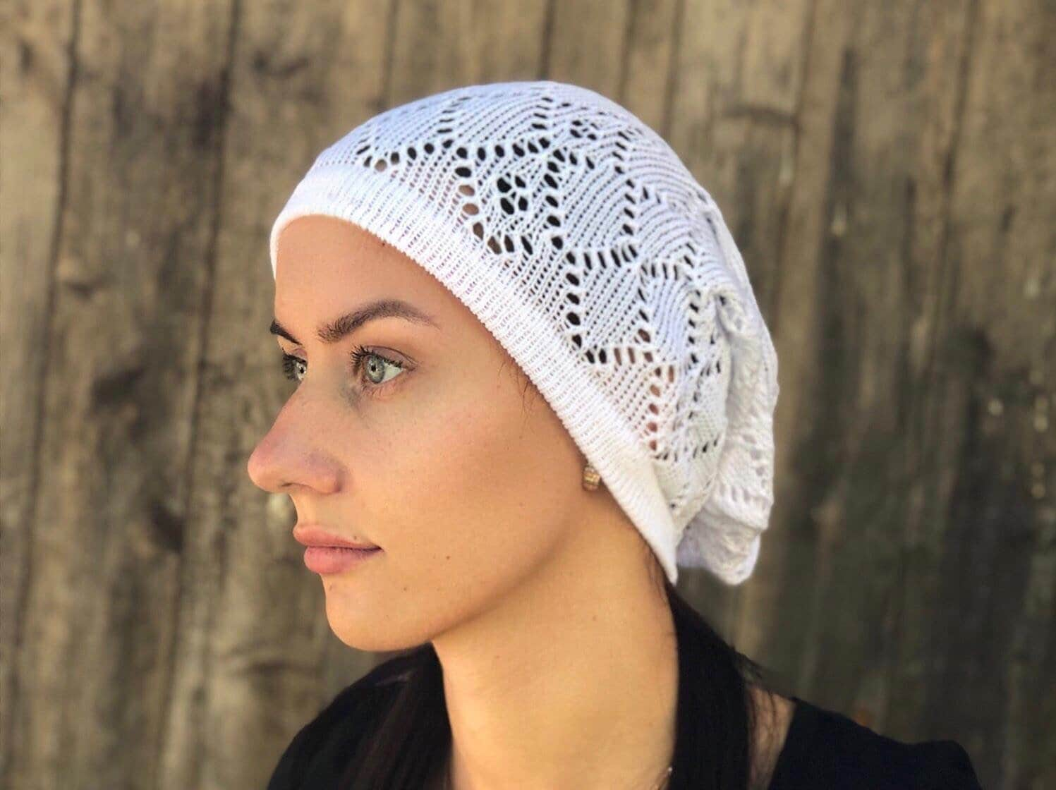 Frauen Sommer Hut Weiß Baumwolle Slouchy Sonnenhut, Frau Spitze von CELINICRAFTS