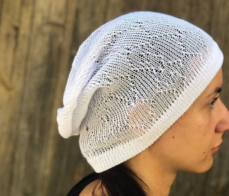 Frauen Sommer Hut Weiß Baumwolle Slouchy Sonnenhut, Frau Spitze von CELINICRAFTS