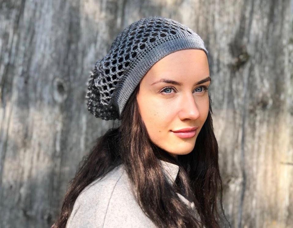 Frauen Sommer Leinen Hut Hut, Graue Mütze Slouchy Sonnenhut, Spitze von CELINICRAFTS