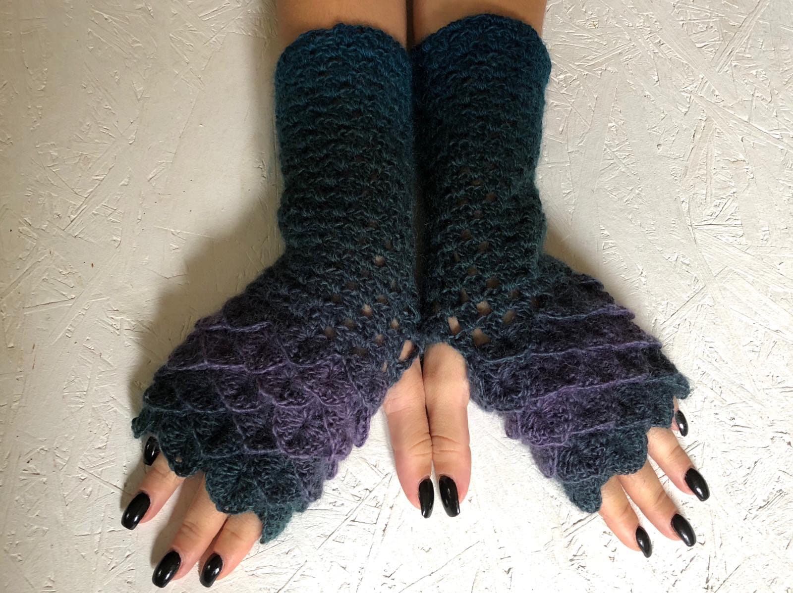 Neue Armstulpen, Drachenschuppen Stulpen Frauen Fingerlose Gehäkelte Armstulpen Herbst Fingerlose, Sofort Lieferbar von CELINICRAFTS