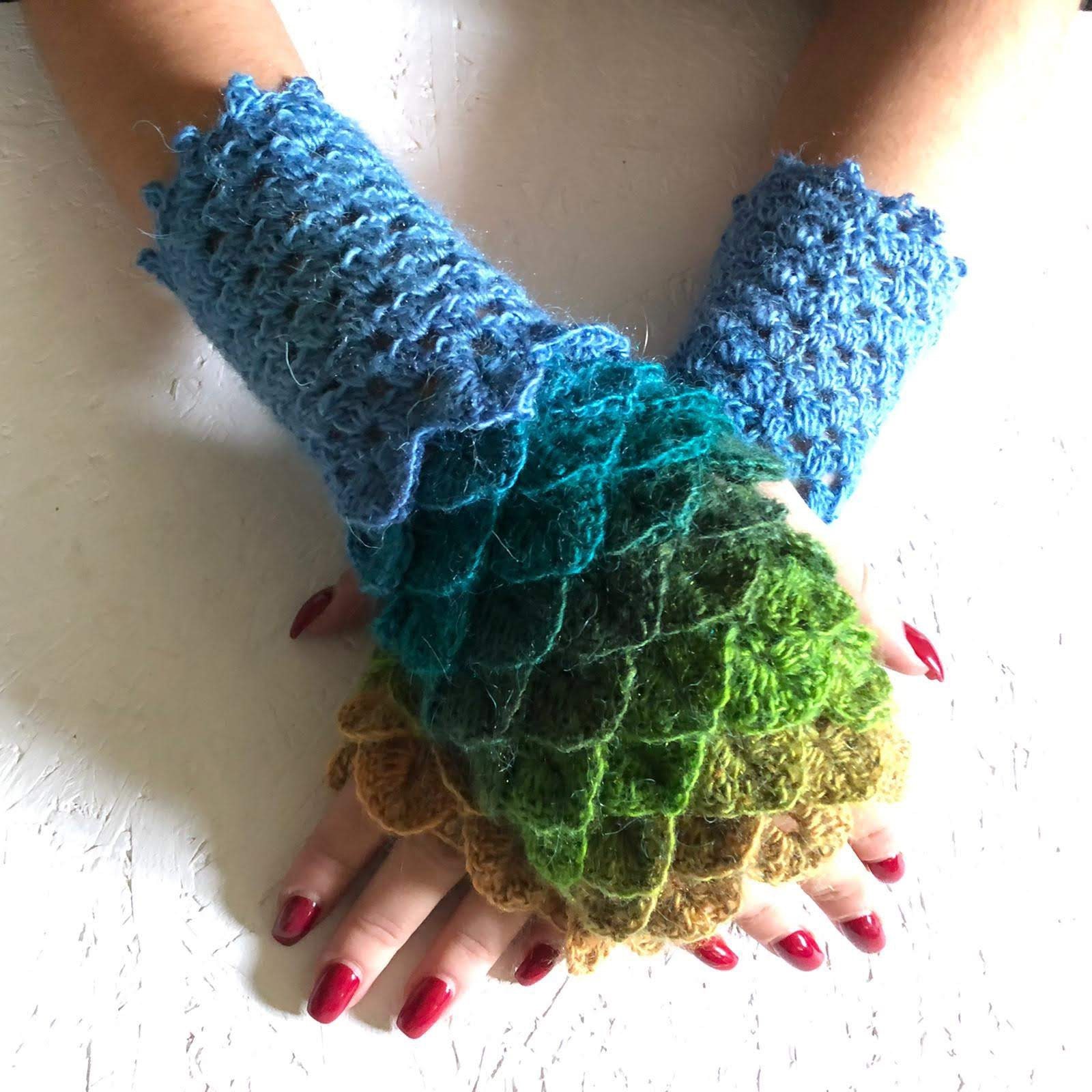 Neue Fingerlose Handschuhe, Süße Blaue Häkelhandschuhe, Spitzenhandschuhe, Armstulpen, Grüne Pulswärmer, Weihnachtsgeschenk von CELINICRAFTS