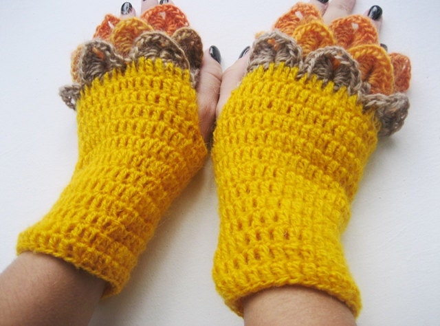 Süße Gelbe Fingerlose Handschuhe Armstulpen Geschenk Weihnachtsgeschenk Für Frauen von CELINICRAFTS