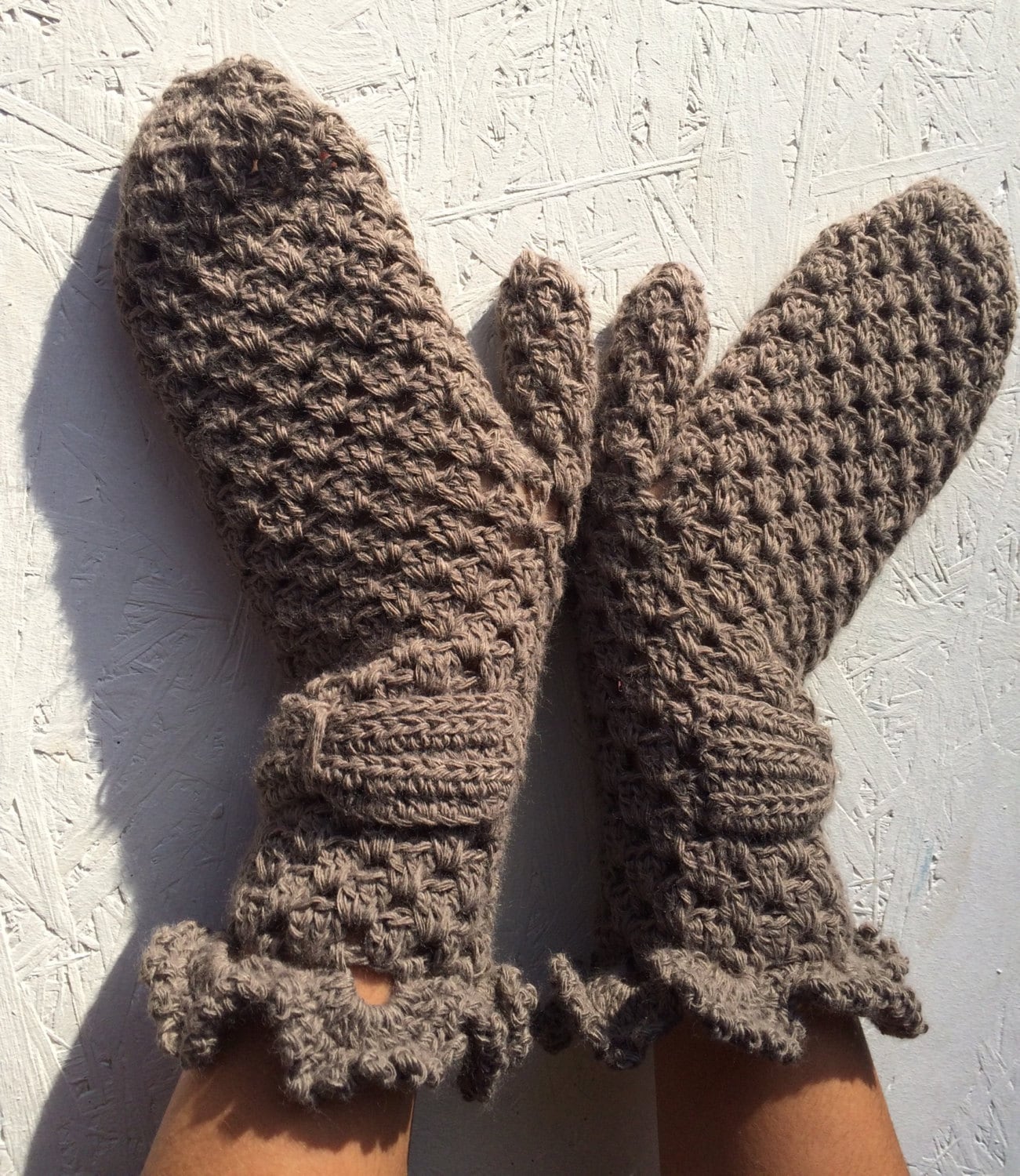 Winterhandschuhe Häkeln Handschuhe Frauen Braun Merino Wolle Winter von CELINICRAFTS