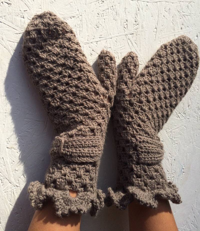 Winterhandschuhe Häkeln Handschuhe Frauen Braun Merino Wolle Winter von CELINICRAFTS
