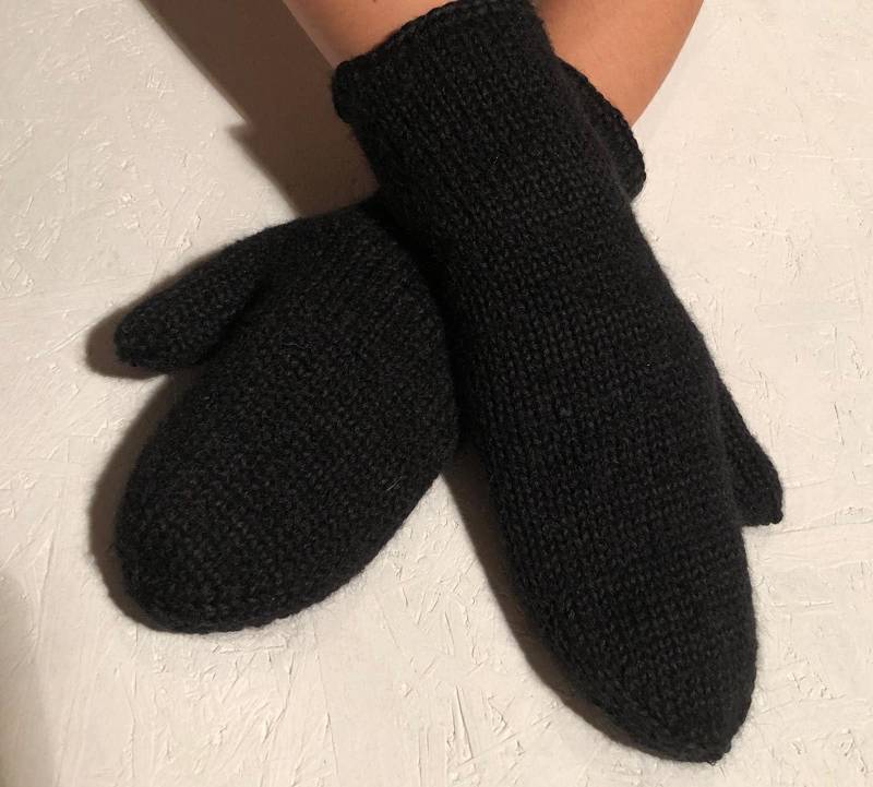 strick Handschuhe, Gestrickte Schwarze Doppelte Damen Handgefertigte Winterhandschuhe Schwarze Handschuhe Mit Futter von CELINICRAFTS