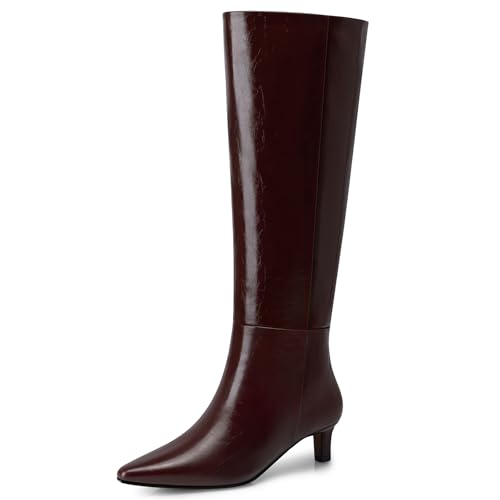 CELLENZ Kniehohe Damenstiefel: 4,9 cm Kitten-Heel Spitzzehen-Stiefel – breite Wade hohe Stiefel für Frauen, 2025, sexy, modisch, trendiger Absatzstiefel für Arbeit, Ausgehen, Party, Braun, 39.5 EU CELLENZ Kniehohe Damenstiefel: 4,9 cm Kitten-Heel Spitzzehen-Stiefel – breite Wade hohe Stiefel für Frauen, 2025, sexy, modisch, trendiger Absatzstiefel für Arbeit, Ausgehen, Party, Braun, 39.5 EU von CELLENZ