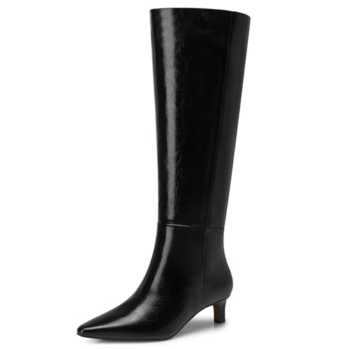 CELLENZ Kniehohe Damenstiefel: 4,9 cm Kitten-Heel Spitzzehen-Stiefel – breite Wade hohe Stiefel für Frauen, 2025, sexy, modisch, trendiger Absatzstiefel für Arbeit, Ausgehen, Party, Schwarz, 38 EU CELLENZ Kniehohe Damenstiefel: 4,9 cm Kitten-Heel Spitzzehen-Stiefel – breite Wade hohe Stiefel für Frauen, 2025, sexy, modisch, trendiger Absatzstiefel für Arbeit, Ausgehen, Party, Schwarz, 38 EU von CELLENZ