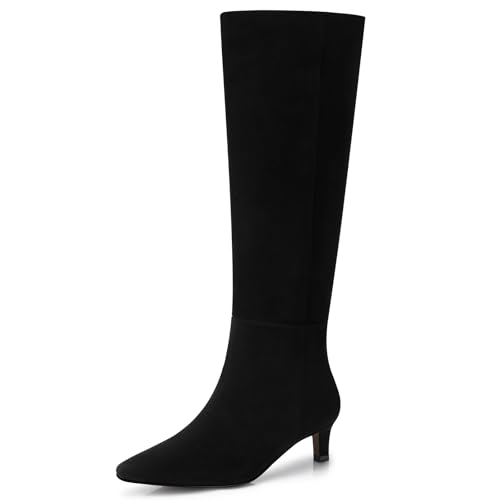 CELLENZ Kniehohe Damenstiefel: 4,9 cm Kitten-Heel Spitzzehen-Stiefel – breite Wade hohe Stiefel für Frauen, 2025, sexy, modisch, trendiger Absatzstiefel für Arbeit, Ausgehen, Party, Schwarzes CELLENZ Kniehohe Damenstiefel: 4,9 cm Kitten-Heel Spitzzehen-Stiefel – breite Wade hohe Stiefel für Frauen, 2025, sexy, modisch, trendiger Absatzstiefel für Arbeit, Ausgehen, Party, Schwarzes von CELLENZ