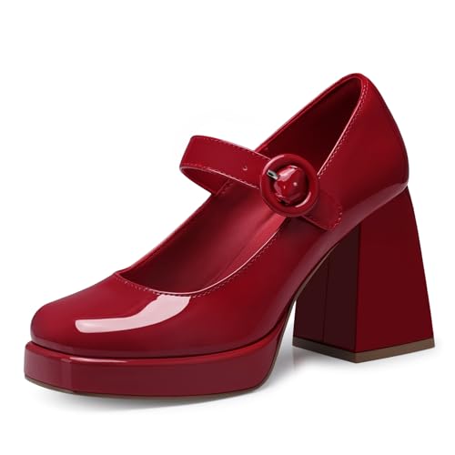 CELLENZ Mary Jane Damenschuhe: bequeme, geschlossene Zehen, klobige Absätze, 2025, trendige Anzugschuhe, Abschlussball, formelle Abschlussfeier, Plateau-Pumps, weite Größe 39-45, 09 Rot, 37.5 EU CELLENZ Mary Jane Damenschuhe: bequeme, geschlossene Zehen, klobige Absätze, 2025, trendige Anzugschuhe, Abschlussball, formelle Abschlussfeier, Plateau-Pumps, weite Größe 39-45, 09 Rot, 37.5 EU von CELLENZ
