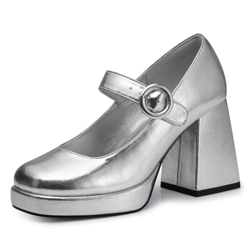CELLENZ Mary Jane Damenschuhe: bequeme, geschlossene Zehen, klobige Absätze, 2025, trendige Anzugschuhe, Abschlussball, formelle Abschlussfeier, Plateau-Pumps, weite Größe 39-45, 09 Silver, 37.5 EU CELLENZ Mary Jane Damenschuhe: bequeme, geschlossene Zehen, klobige Absätze, 2025, trendige Anzugschuhe, Abschlussball, formelle Abschlussfeier, Plateau-Pumps, weite Größe 39-45, 09 Silver, 37.5 EU von CELLENZ