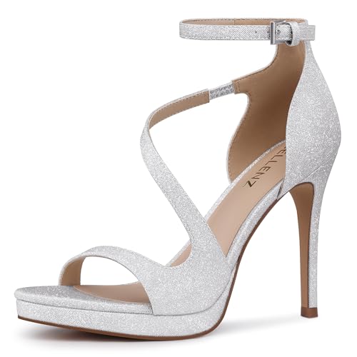 CELLENZ Stiletto Damen High Heels: 10,9 cm, bequeme Absätze, Abschlussball, Party, Hochzeit, Peep-Toe, Plateauabsätze, Schwarz, Weiß, Silber, Gold, Riemchensandalen, 01 Glitter Silver, 37.5 EU CELLENZ Stiletto Damen High Heels: 10,9 cm, bequeme Absätze, Abschlussball, Party, Hochzeit, Peep-Toe, Plateauabsätze, Schwarz, Weiß, Silber, Gold, Riemchensandalen, 01 Glitter Silver, 37.5 EU von CELLENZ