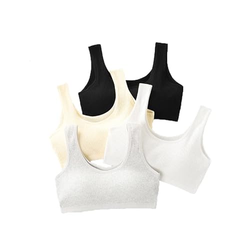 Mädchen Bustier Baumwolle Sport BH mit Breiten Trägern Trainings-BH Unterwäsche Bra Crop Top für Kinder Teenager, 3/4/5er von CELLVO