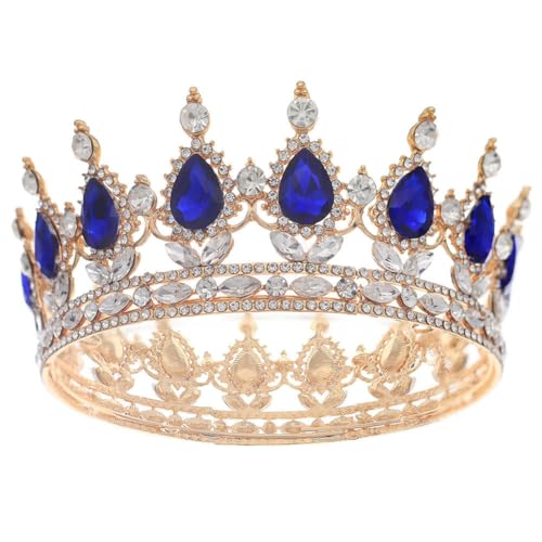 CEMELI 125 * 55 CM Barock Kristall Brautkrone Für Hochzeit Tiara Prinzessin Königin Krone Blau Rose Rot Strass Braut Stirnband von CEMELI