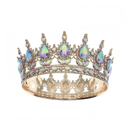 CEMELI 125 * 55 CM Barock Kristall Brautkrone Für Hochzeit Tiara Prinzessin Königin Krone Blau Rose Rot Strass Braut Stirnband von CEMELI