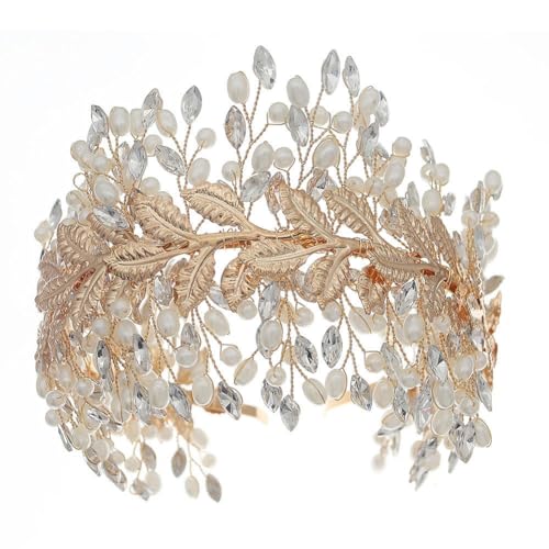 CEMELI 130 * 100MM Gold/Silber Barock Perle Kristall Braut Krone Für Hochzeit Tiara Prinzessin Königin Krone Strass braut Stirnband von CEMELI