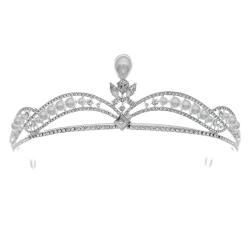 CEMELI 135 * 4 CM Barocke Perle Kristall Braut Krone Für Hochzeit Tiara Prinzessin Königin Krone Strass Braut Stirnband von CEMELI