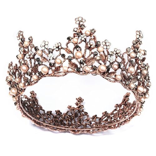 CEMELI 135 * 70MM Retro Barock Perle Kristall Braut Krone Für Hochzeit Tiara Prinzessin Königin Krone Strass Braut Stirnband von CEMELI