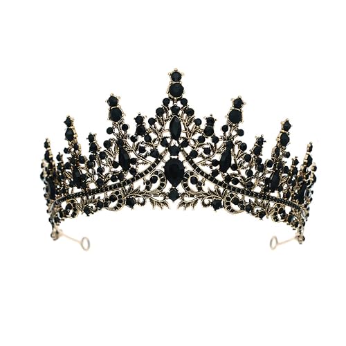 CEMELI 135 * 8 cm Gold Barock Kristall Braut Krone Für Hochzeit Tiara Prinzessin Königin Krone Schwarz Strass Braut stirnband von CEMELI