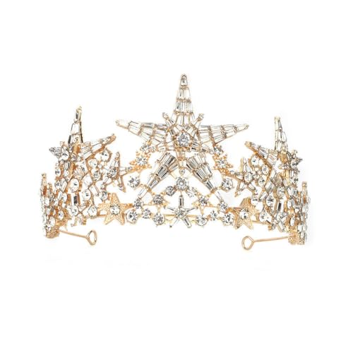 CEMELI 14 * 8CM Barock Kristall Braut Krone Für Hochzeit Stern Tiara Prinzessin Königin Krone Strass Braut Stirnband für Mädchen Frauen von CEMELI