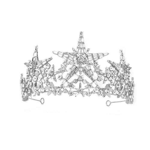 CEMELI 14 * 8CM Barock Kristall Braut Krone Für Hochzeit Stern Tiara Prinzessin Königin Krone Strass Braut Stirnband für Mädchen Frauen von CEMELI