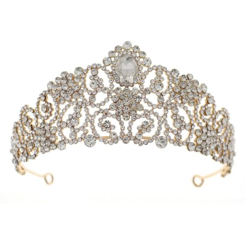 CEMELI 140 * 60MM Handgemachte Diamant Kristall Braut Krone Für Hochzeit Gold Silber Tiara Prinzessin Königin Krone Strass braut Stirnband von CEMELI