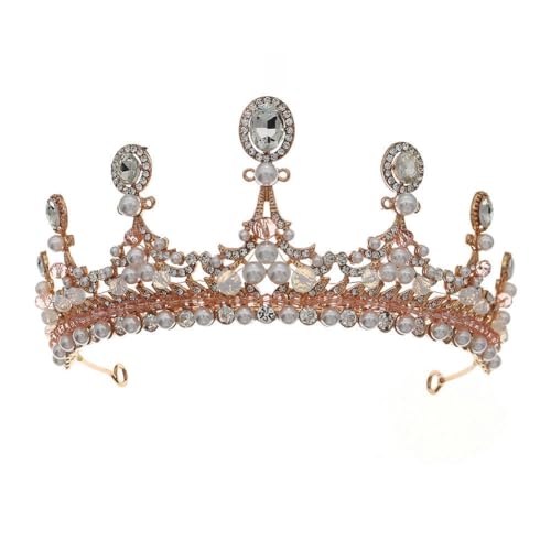 CEMELI 140 * 65MM Barocke Perle Kristall Braut Krone Für Hochzeit Tiara Prinzessin Königin Krone Strass Braut Stirnband von CEMELI