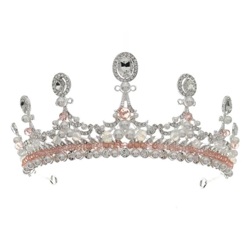 CEMELI 140 * 65MM Barocke Perle Kristall Braut Krone Für Hochzeit Tiara Prinzessin Königin Krone Strass Braut Stirnband von CEMELI