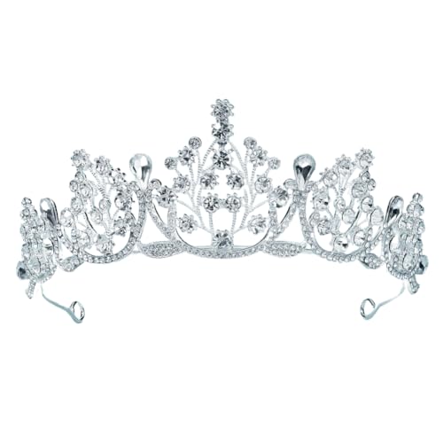 CEMELI 145 * 3CM Barocke Perle Kristall Braut Krone Für Hochzeit Tiara Prinzessin Königin Krone Strass Braut Stirnband für Mädchen Frauen von CEMELI