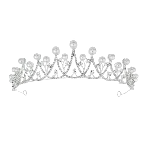 CEMELI 145 * 3CM Barocke Perle Kristall Braut Krone Für Hochzeit Tiara Prinzessin Königin Krone Strass Braut Stirnband für Mädchen Frauen von CEMELI