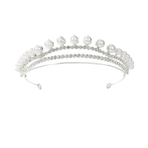 CEMELI 145 * 3CM Barocke Perle Kristall Braut Krone Für Hochzeit Tiara Prinzessin Königin Krone Strass Braut Stirnband für Mädchen Frauen von CEMELI