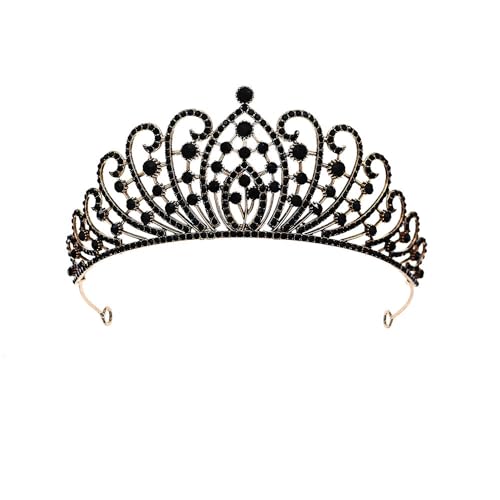 CEMELI 145 * 6CM Retro Barock Kristall Braut Krone Für Hochzeit Tiara Prinzessin Königin Krone Schwarz Rot Strass Braut stirnband von CEMELI